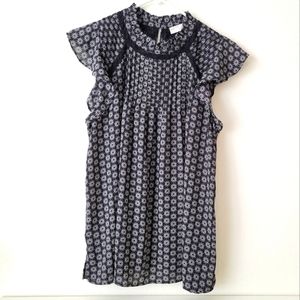 Loft black white floral blouse